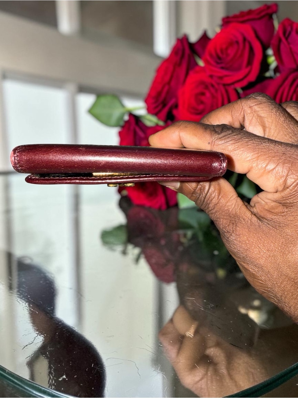 Vintage Salvatore Ferragamo Gancini Leather Compact Wallet Bordeaux Red - Picture 3 of 10